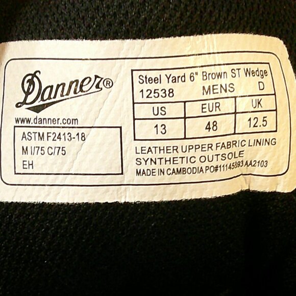 Danner Men's Leather Steel Yard Work Boots Waterproof- Steel Toe Size 13 - Picture 5 of 14